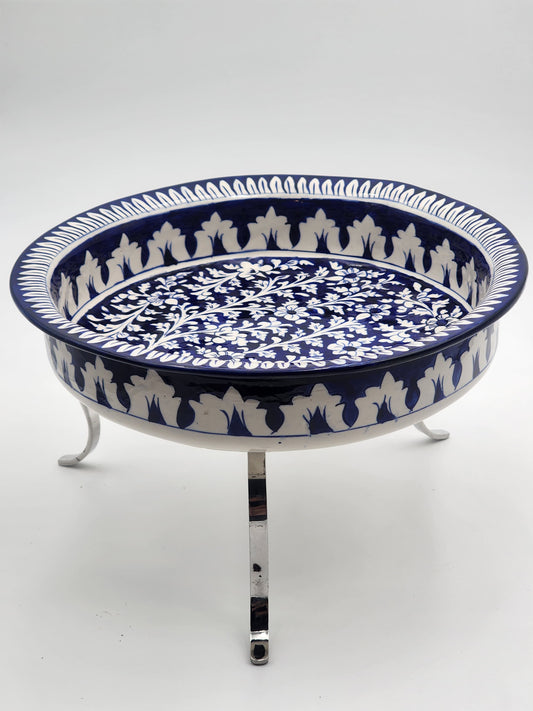 Handpainted Ceramic Platter With Stand