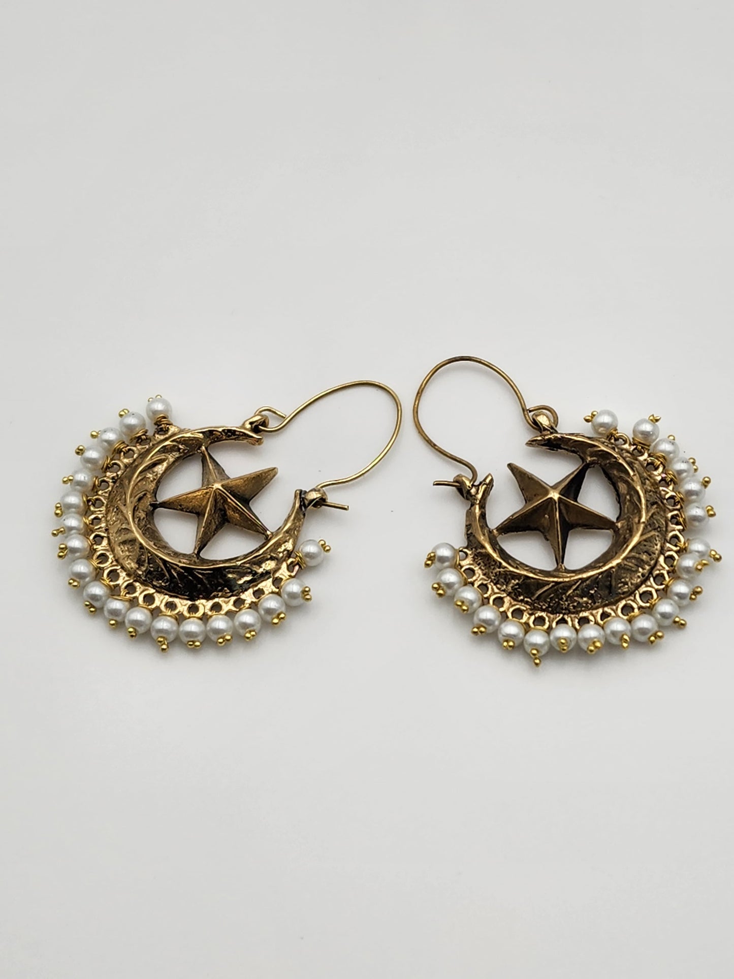 Gold Crescent Star Earrings (chand bali)
