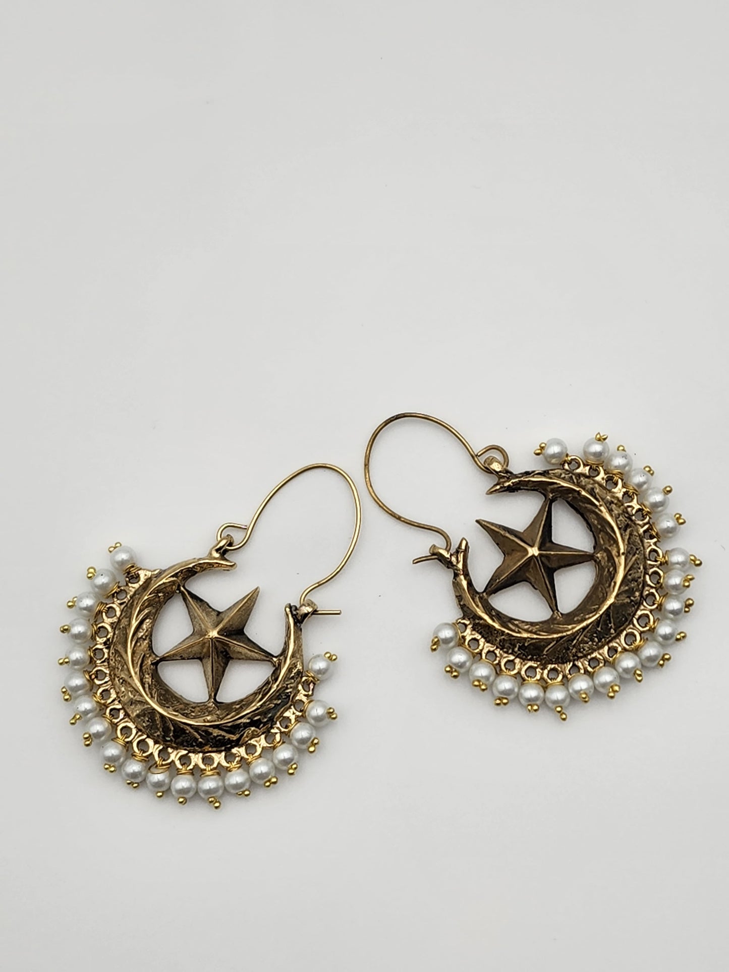 Gold Crescent Star Earrings (chand bali)