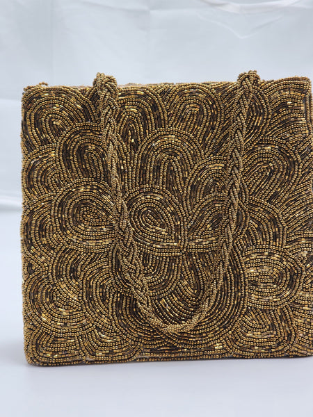 Elegant bronze Hand Embellished Beaded Women Handbag (Design-II)