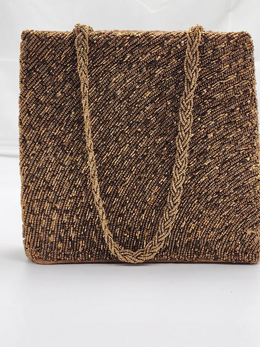 Bronze Beaded Women Handbag