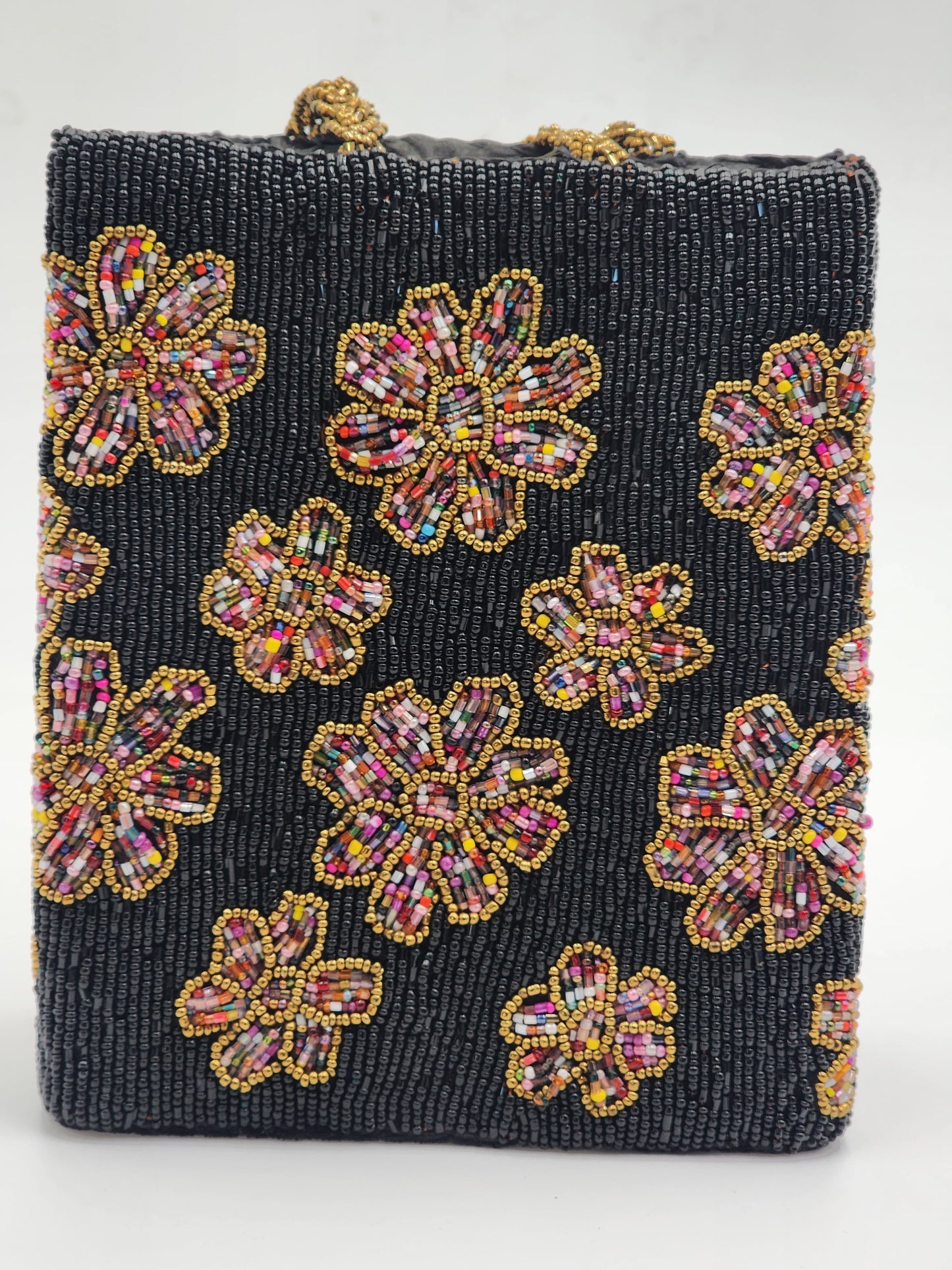 Elegant Black Hand Embellished Beaded Women Handbag (Design-III)