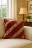 Handmade Velvet Cushion Cover (Red White and Pearl Diagonal)