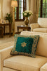 Handmade velvet Cushion Cover (Emerald Green and Gold) border