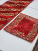 Handmade Beaded Table Runner Set- Red and Gold