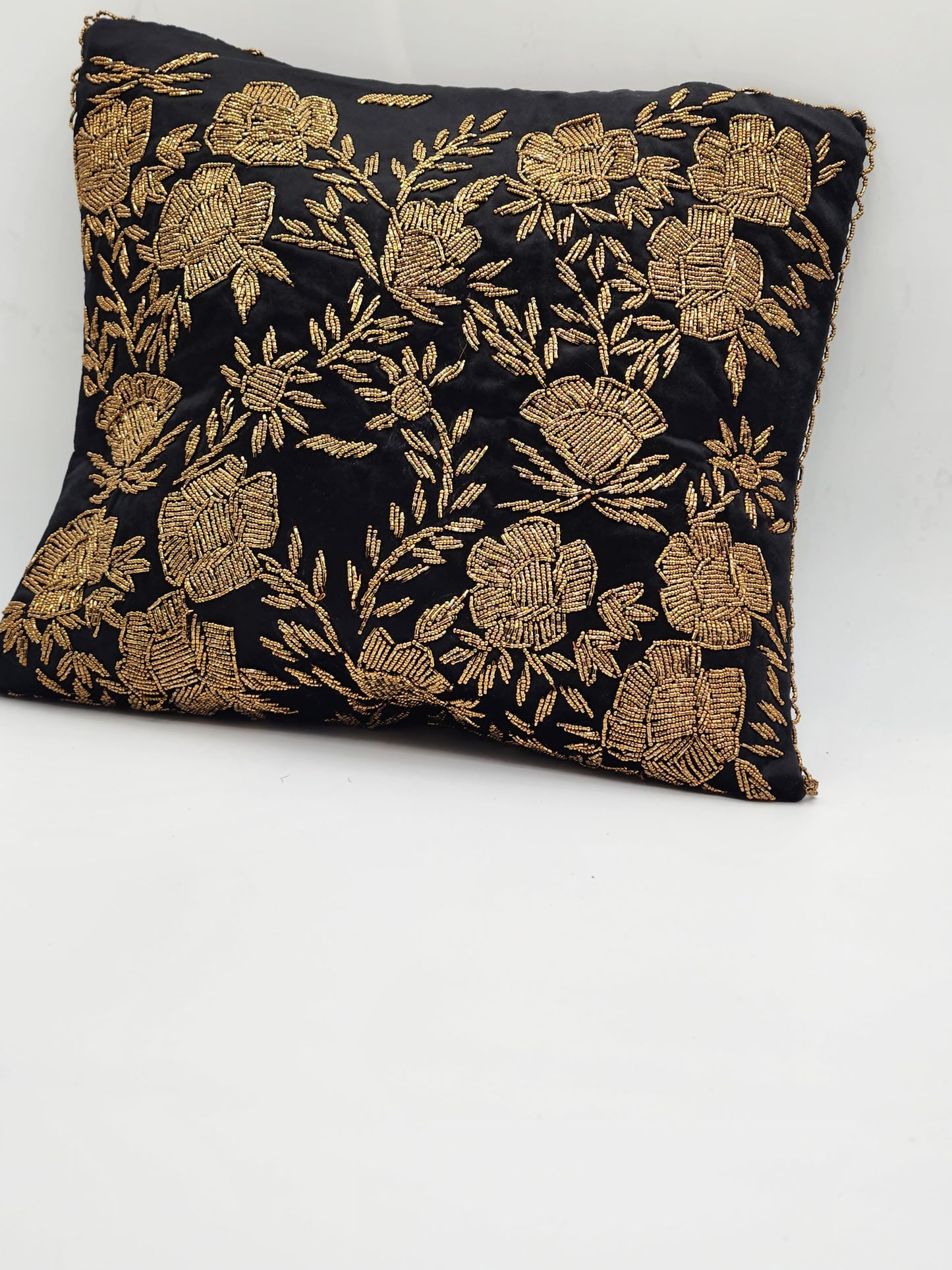 Handmade velvet Cushion Cover (Black and Gold)