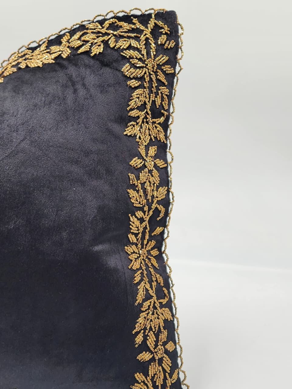 Handmade velvet Cushion Cover (Black and Gold - design 5)