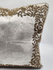 Handmade Velvet Cushion Cover (Ivory white and Gold) Design - 3