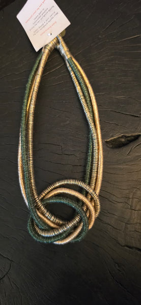 Olive and Gold rope moldable handmade necklace
