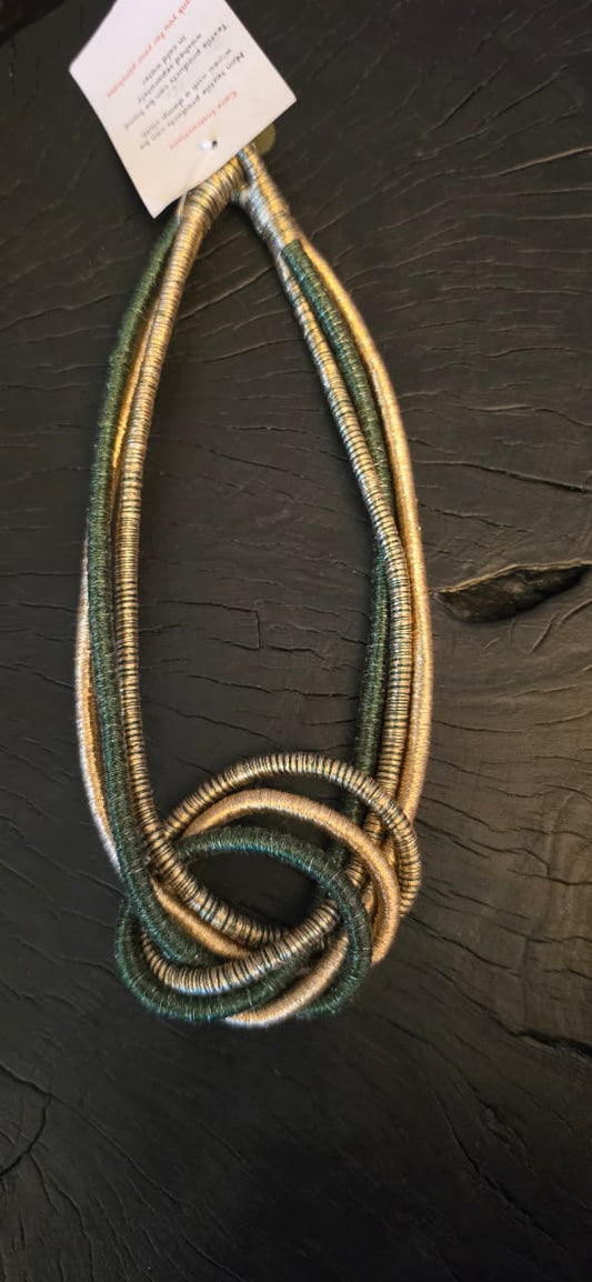 Olive and Gold rope moldable handmade necklace
