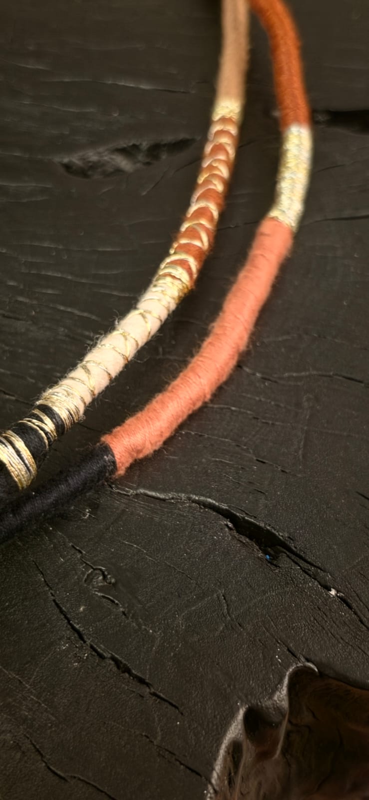 Fabric wrapped beaded necklace - Design 5
