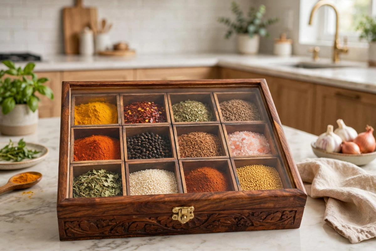Handcarved wooden multi purpose Box - (design 2)