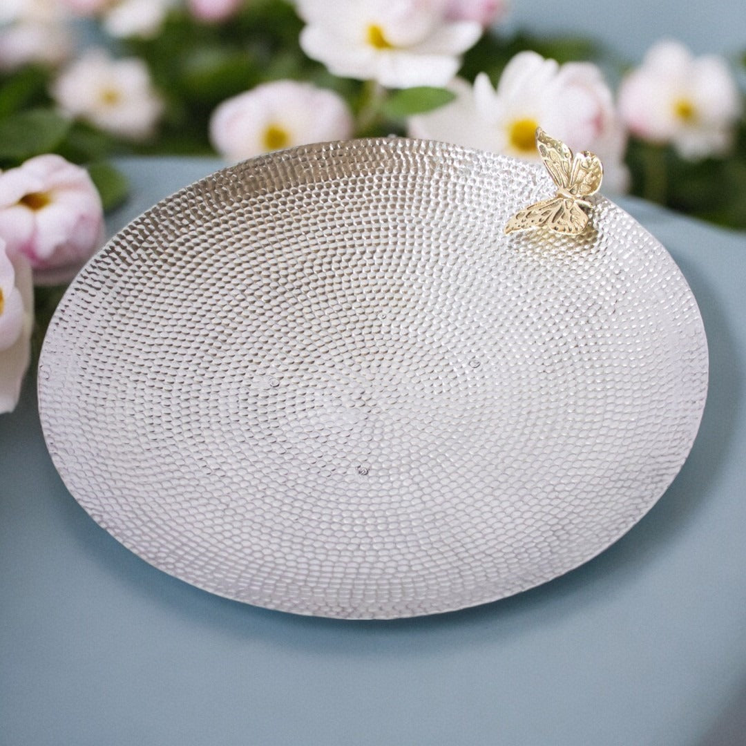 Silver Lotus Salad Bowl | Elegant Serving Bowl | Home Decor