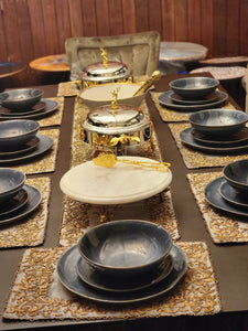 Grey Beaded Placemats and Table Runner - Handmade Stories