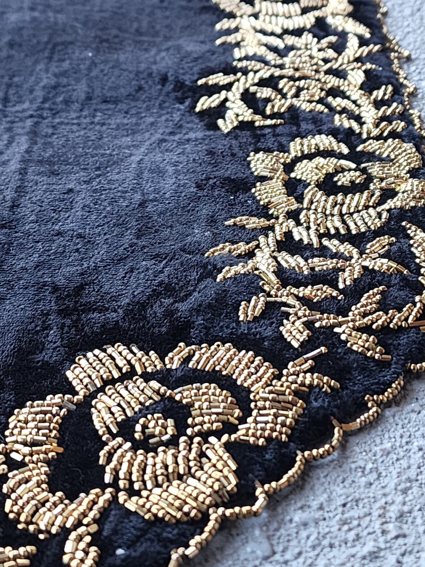 Handmade Table Runner (Black and Gold Border)