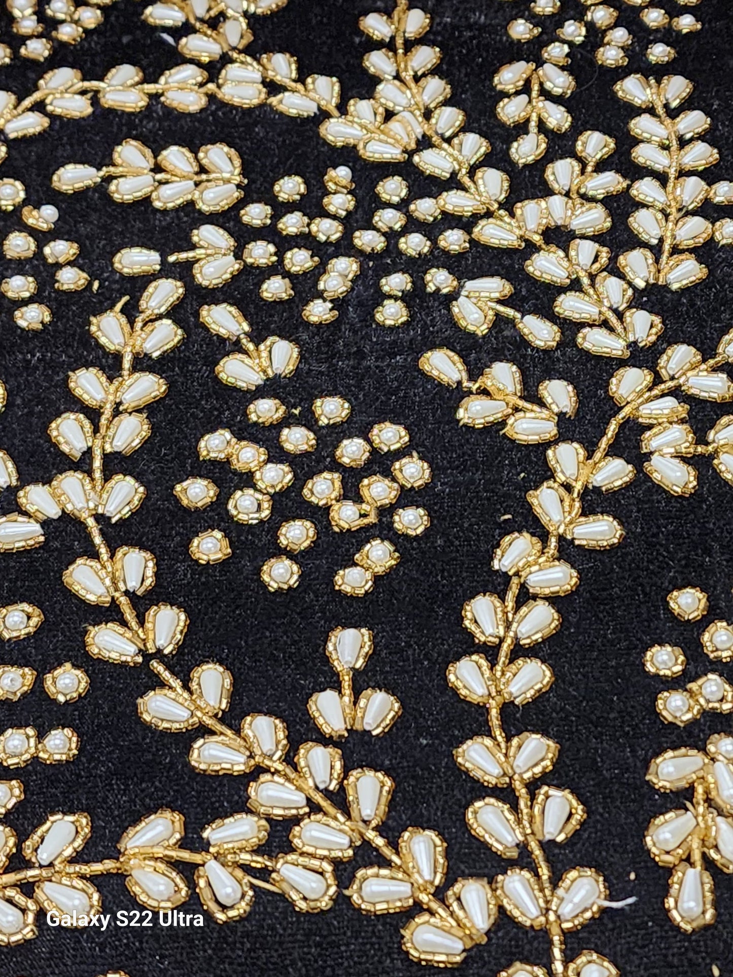 Handmade velvet Cushion Cover (Black, Gold and Pearl)