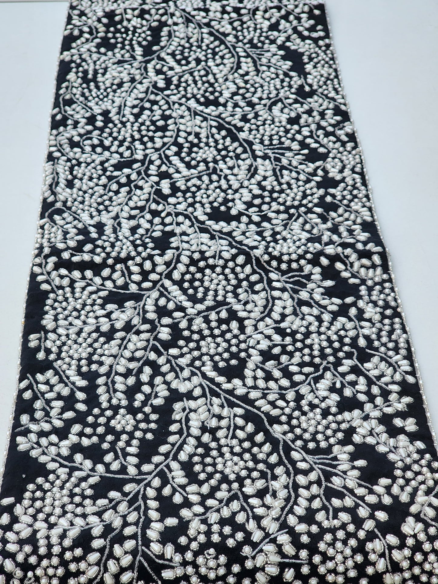 Black and Silver with Pearl Handmade Table Runner Set