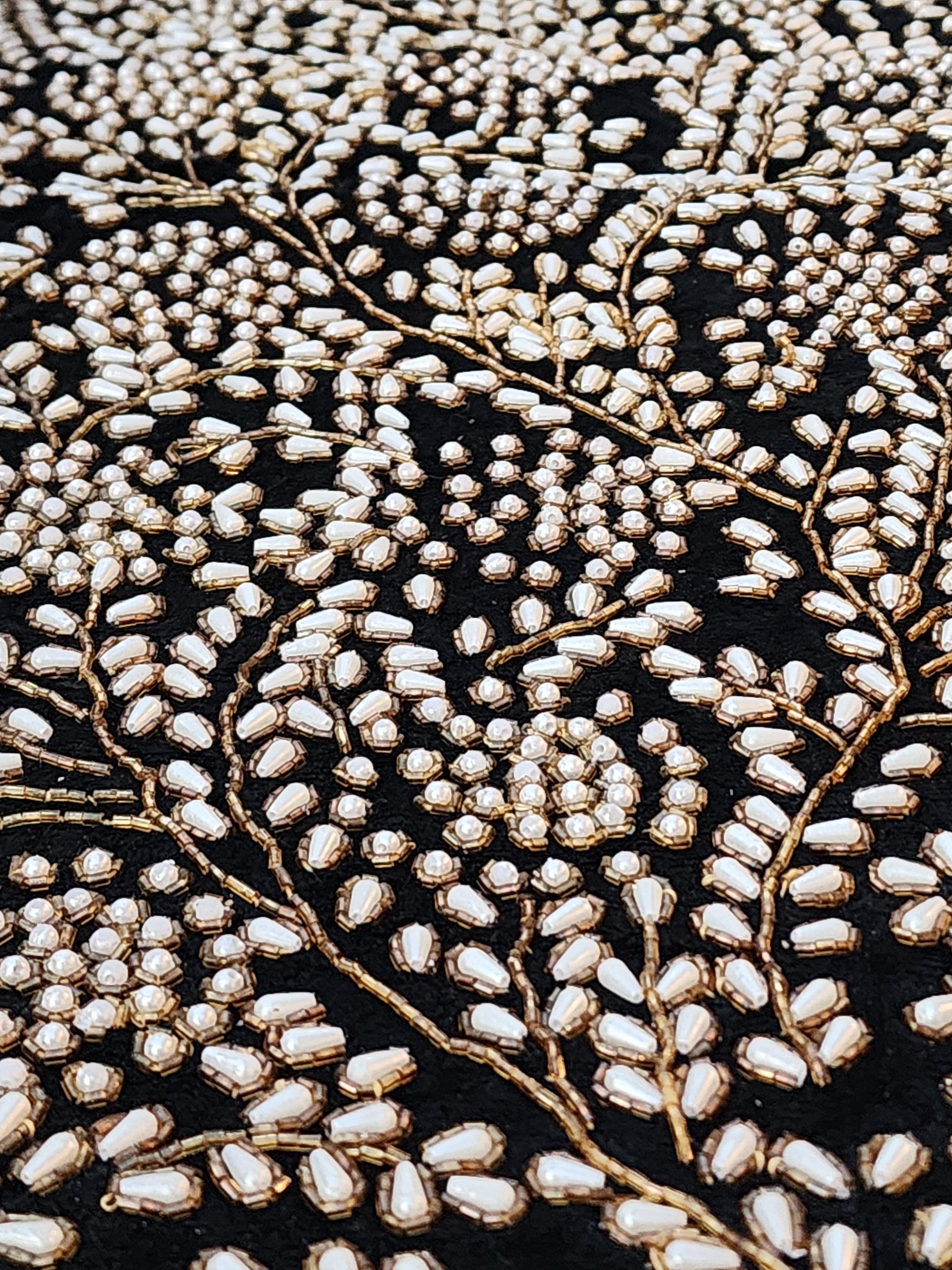 Black and Gold with Pearl Handmade Table Runner