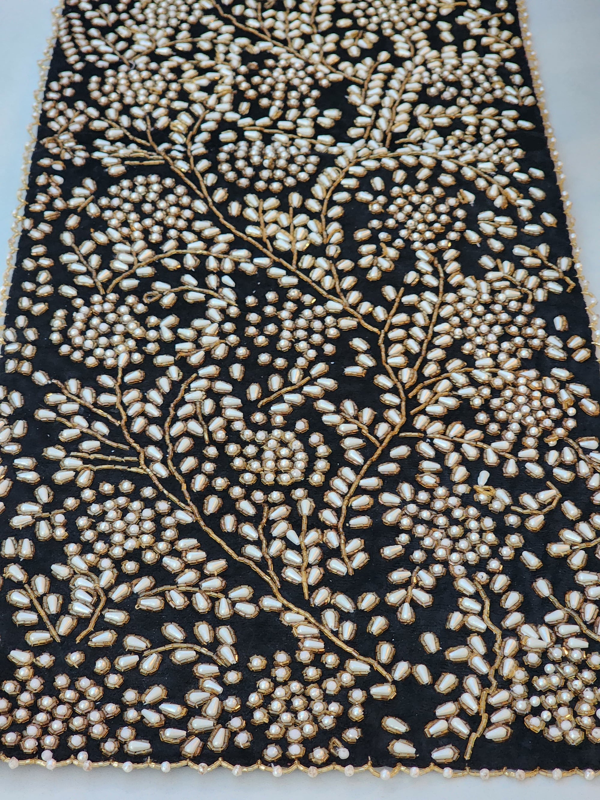 Black and Gold with Pearl Handmade Table Runner