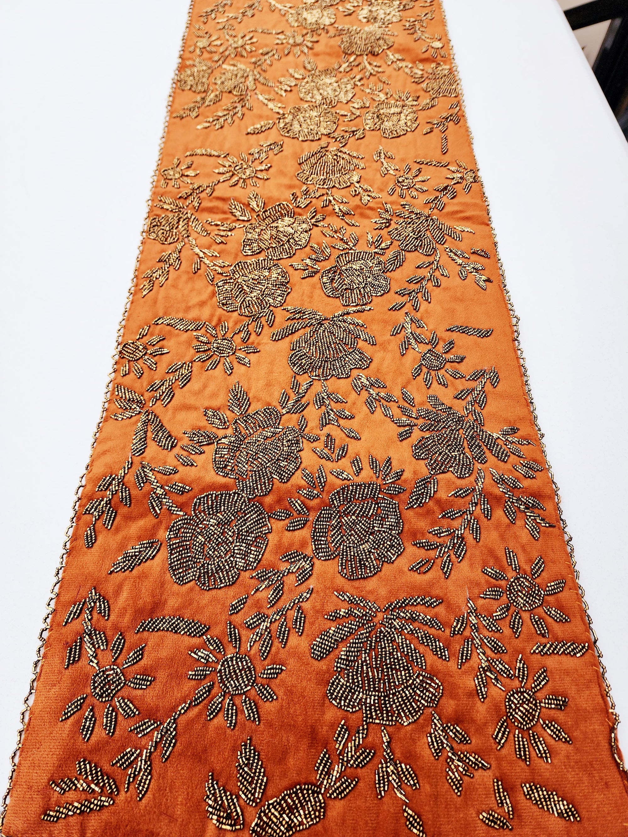 Burnt Orange Handmade Beaded Runner (Design-2)