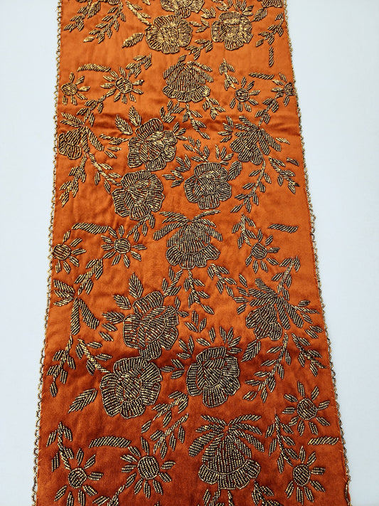 Handmade Beaded Runner- Burnt Orange  (Design-2) - Handmade Stories