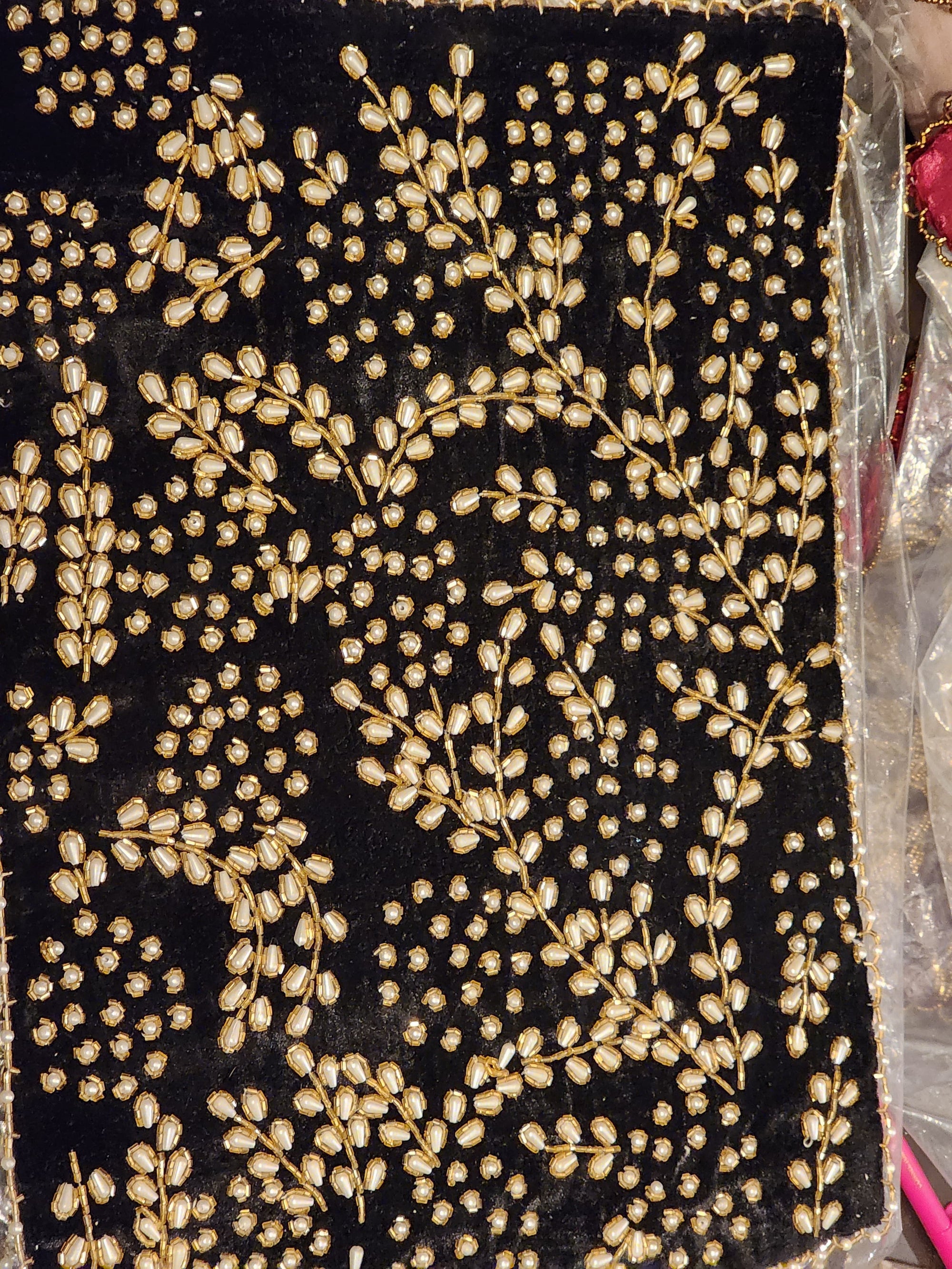 Black and Gold with Pearl Handmade Table Runner Set