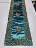 Handmade Beaded Runner- Sea Green and Gold-1