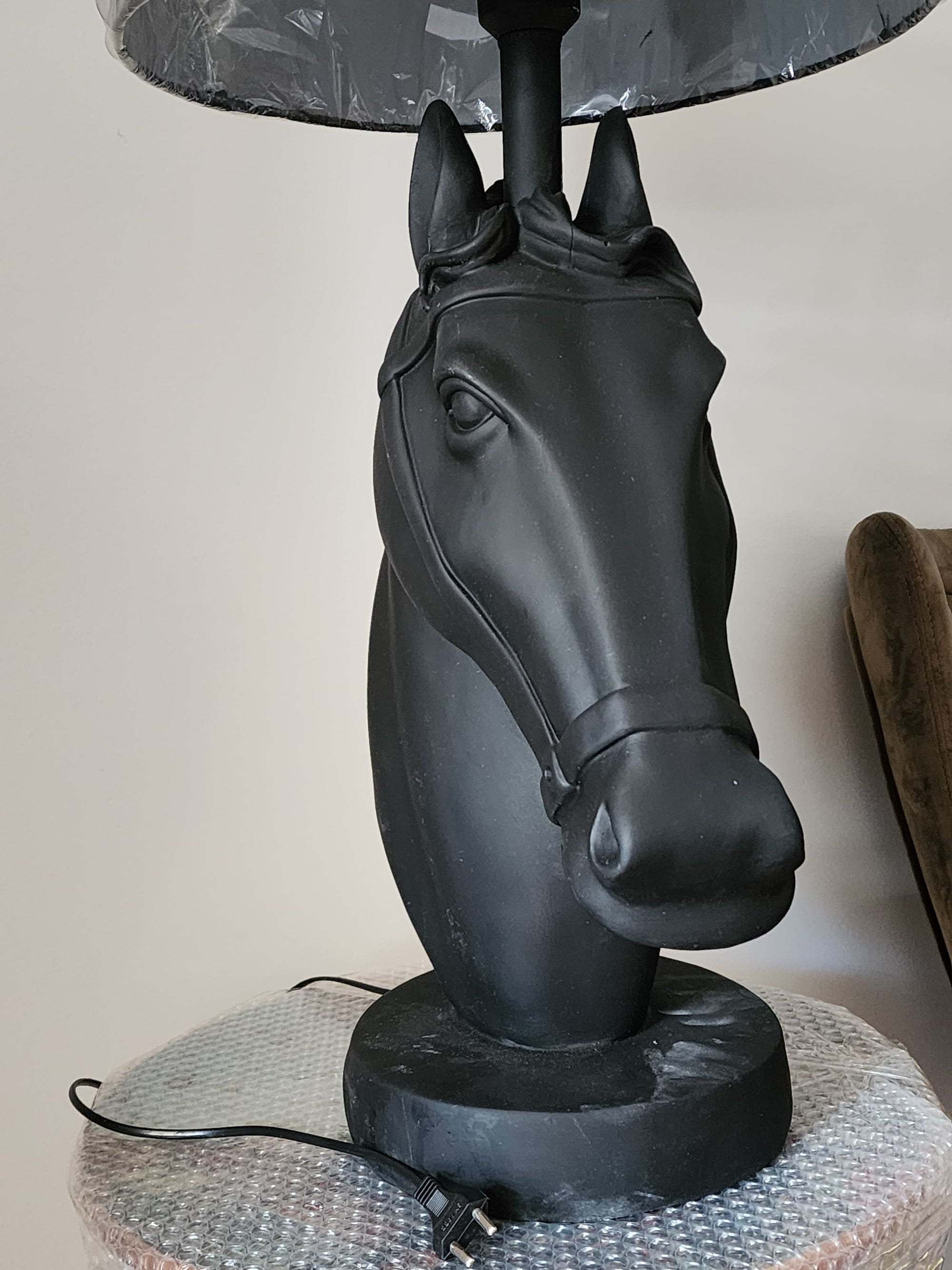 Royal Black Horse Table Lamp