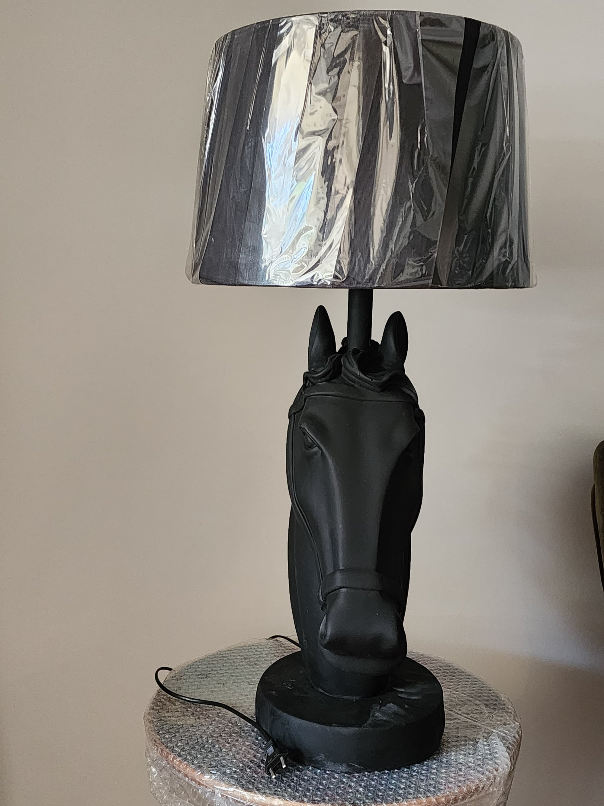 Royal Black Horse Table Lamp