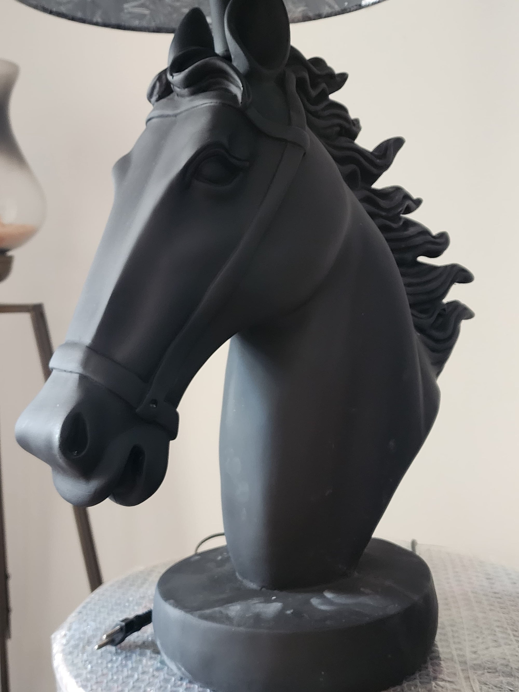 Royal Black Horse Table Lamp