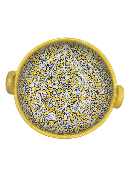 Yellow and White serving dish (Karahi)