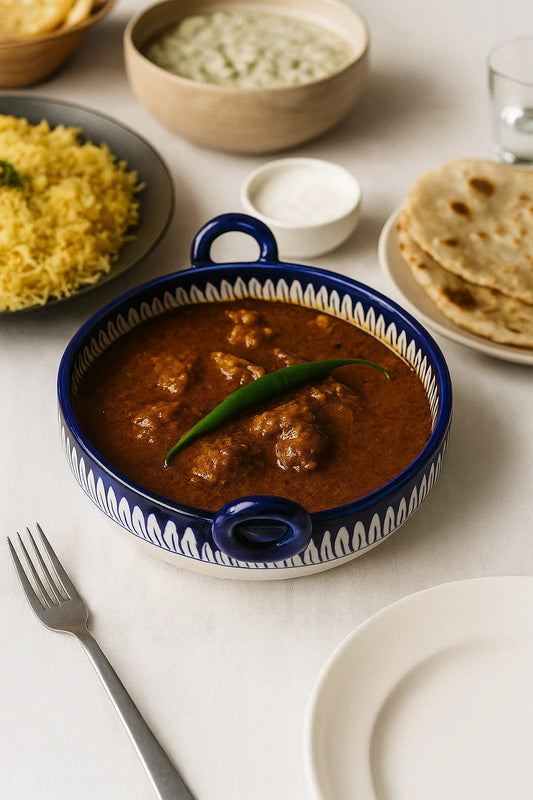 Blue pottery serving dish (Karahi)