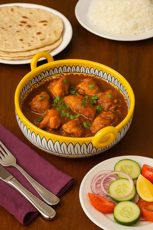 Yellow and White serving dish (Karahi)