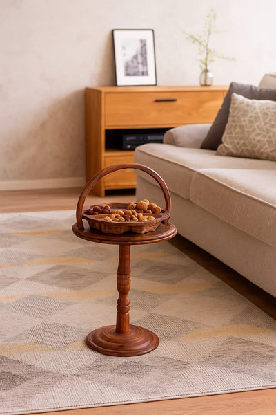 Handcrafted Wooden Side Table with Storage