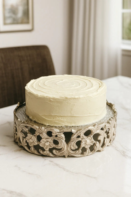 Round Hand carved Cake Stand