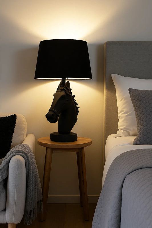 Royal Black Horse Table Lamp