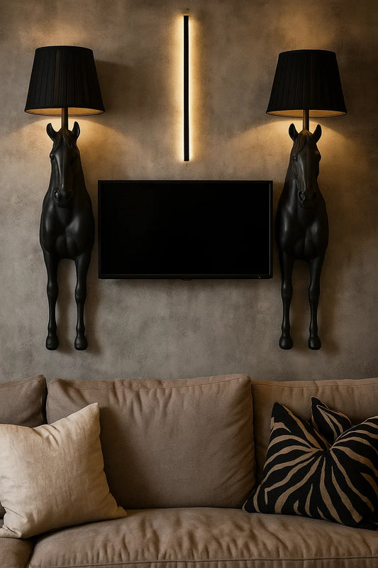 Royal Black Horse Wall hanging Lamp (sconce)