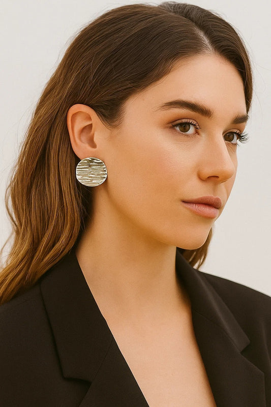 Potato Chip Shape Stainless Steel Earrings (Silver)