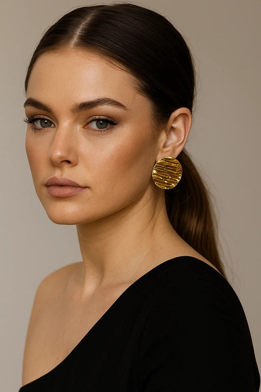 Potato Chip Shape Stainless Steel Earrings (Gold)