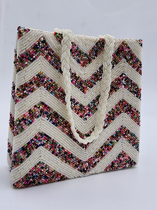 Rainbow Zigzag Beaded Handbag