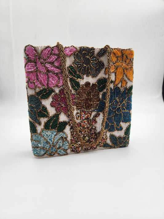 Floral Tapestry Beaded Handbag