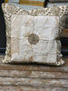 Handmade velvet Beaded Cushion (cream Beige and gold)