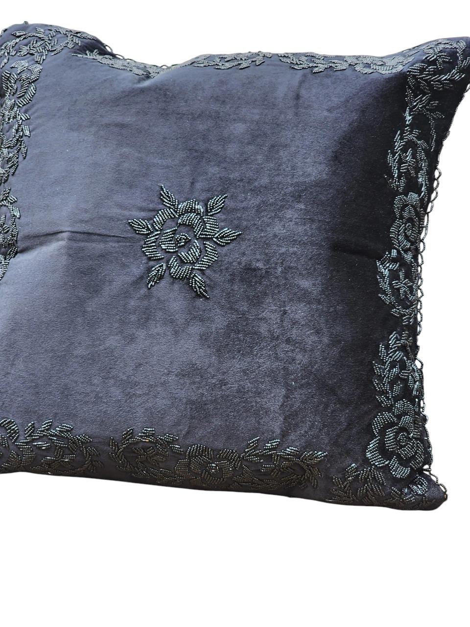 Handmade velvet Cushion Cover (Grey on Grey)