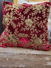 Handmade Velvet Cushion Cover (Maroon and Gold)