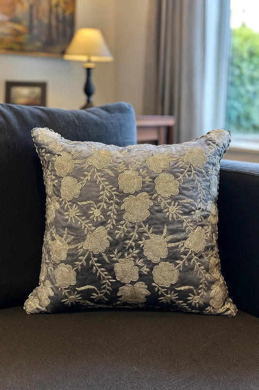 Handmade velvet Cushion Cover (Grey & Silver)