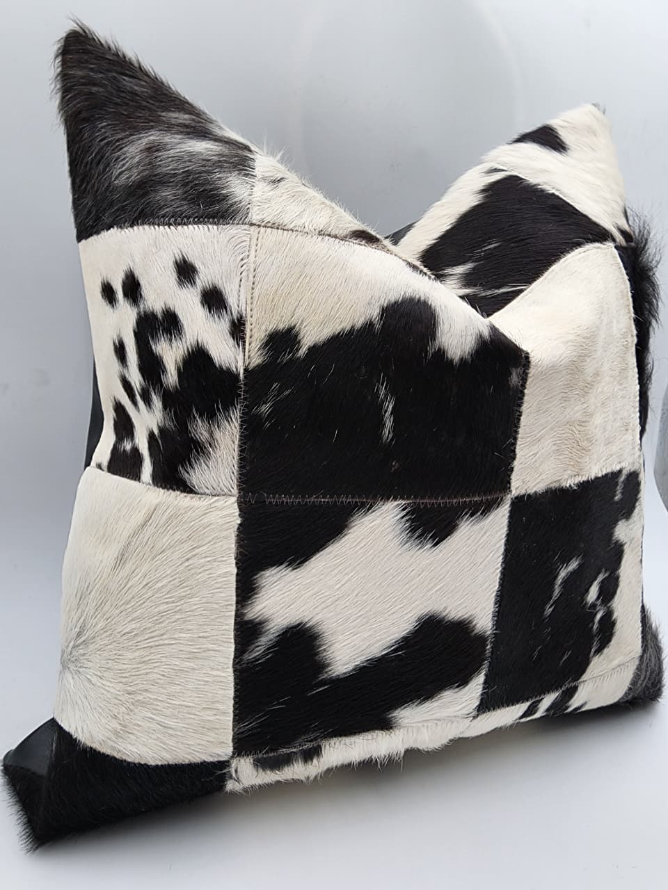 Cowhide Leather throw pillow cover (Black)