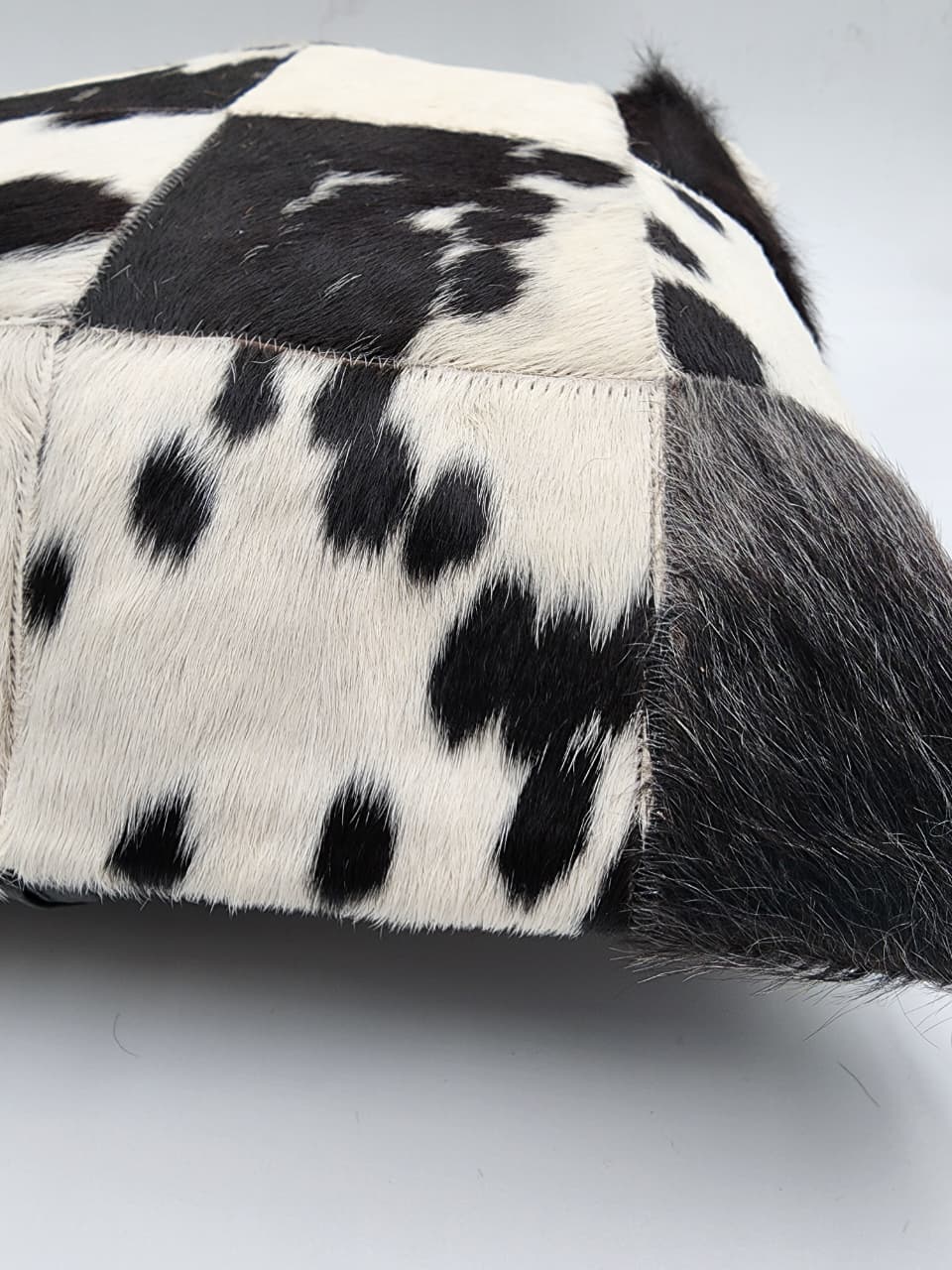 Cowhide Leather throw pillow cover (Black)