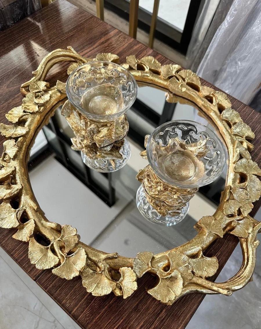 Antique Gold Finish Mirror Tray Design-1