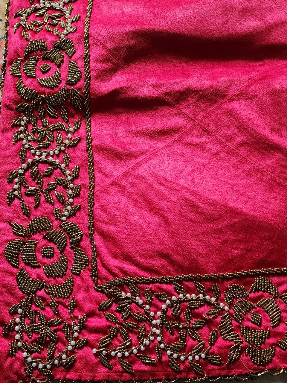 Prayer Mat (Hot Pink and Gold handmade beaded) - Handmade Stories