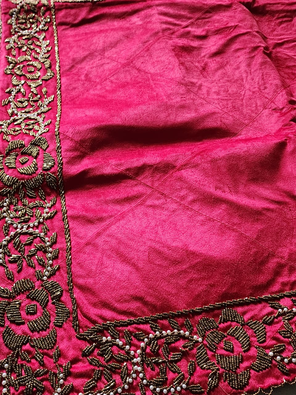 Prayer Mat (Hot Pink and Gold handmade beaded) - Handmade Stories